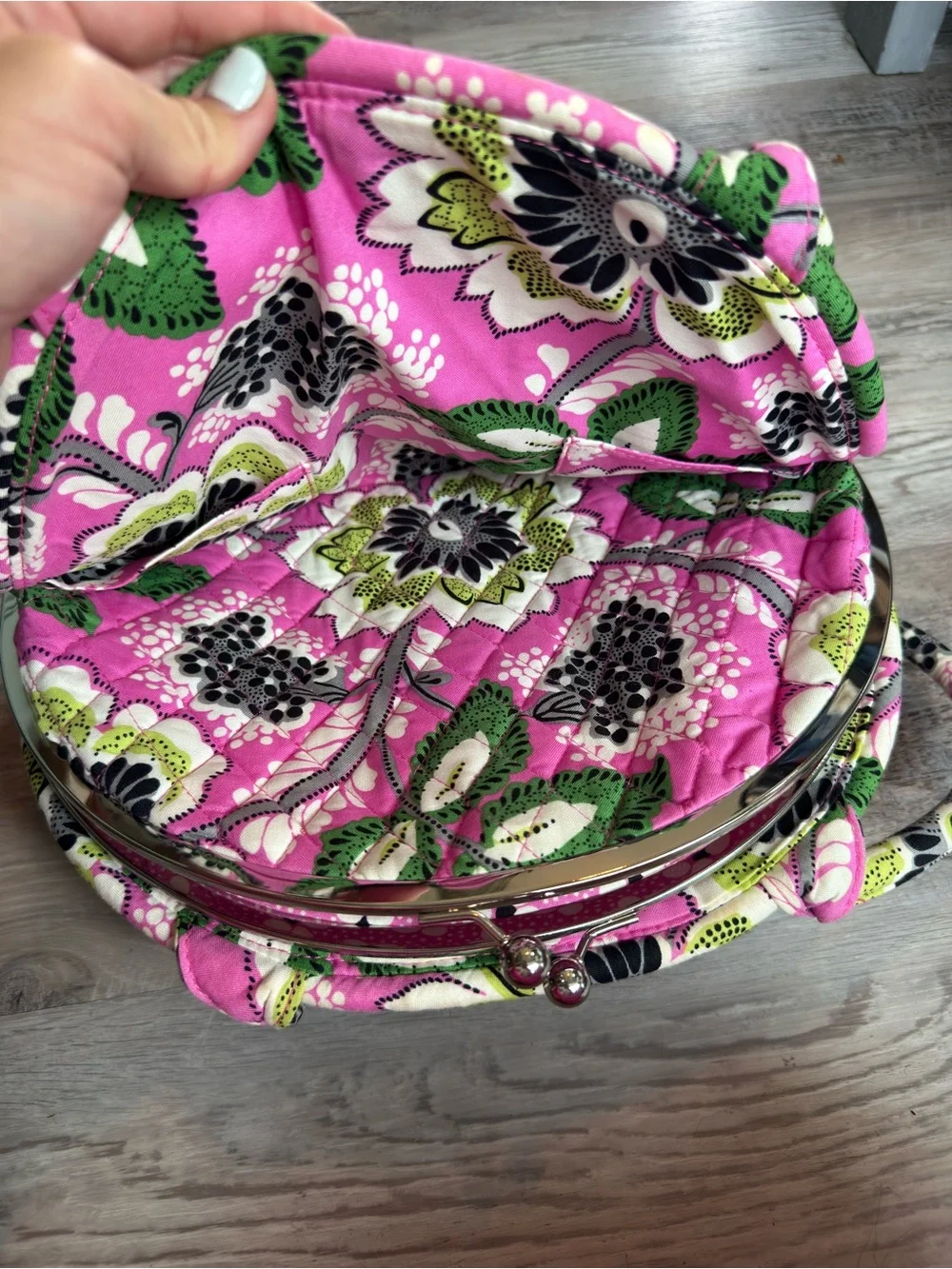 Vera Bradley Eloise Frame Bag In Retired Priscilla Pink Kiss Lock Closure Floral